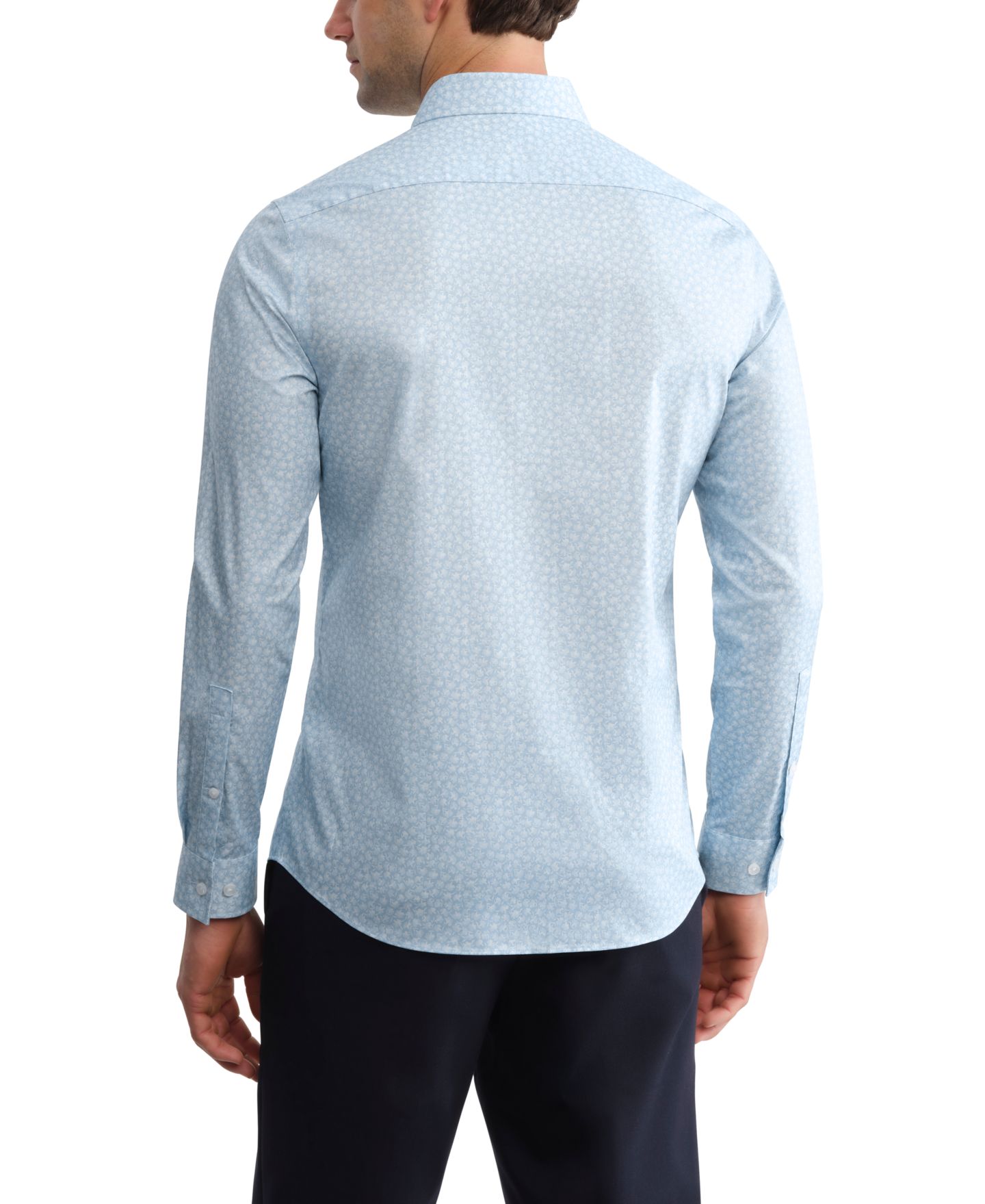 Мужская рубашка Michael Kors Button-Down Dress Shirt, цвет: Шамбре синий — фото 3