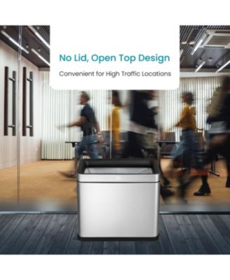 9 Gallon Slim Kitchen Trash Can with Open Top for Commercial Use, Stainless Steel, Silver