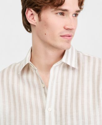 Men's Long-Sleeve Lino Stripe Linen Shirt