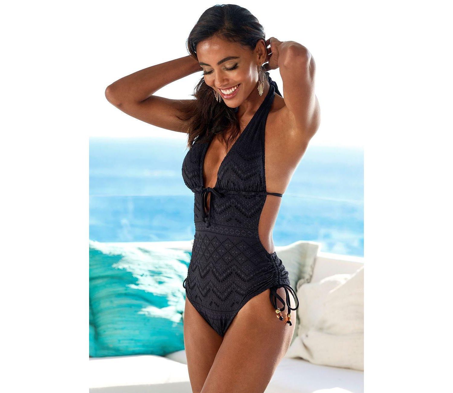 Women's Plunge Crochet Everyday Comfort One-Piece Swimsuit