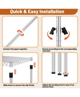 6 Tiers Storage Shelves - Heavy Duty Metal Wire Shelving Unit, Adjustable Storage Rack for Garage, Warehouse, 2100 lbs Capacity, Chrome