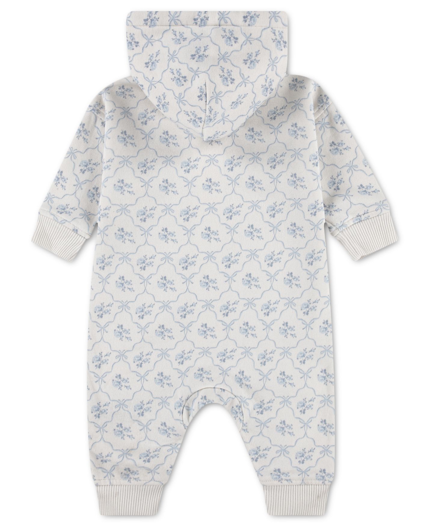 Комбинезон abercrombie kids Printed Hooded Zip Coverall для девочек-малышей, цвет: Белый / Синий с принтом — фото 2