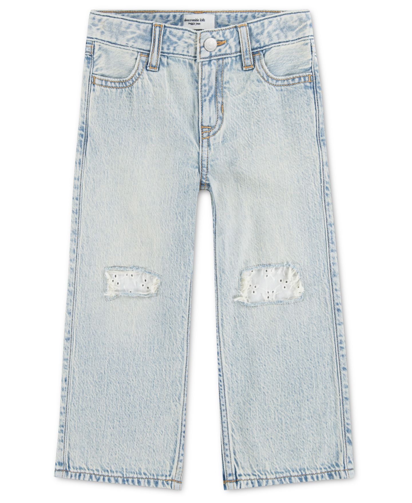 Джинсы abercrombie kids Eyelet Baggy Jeans для девочек-малышей, цвет: Синий — фото 1