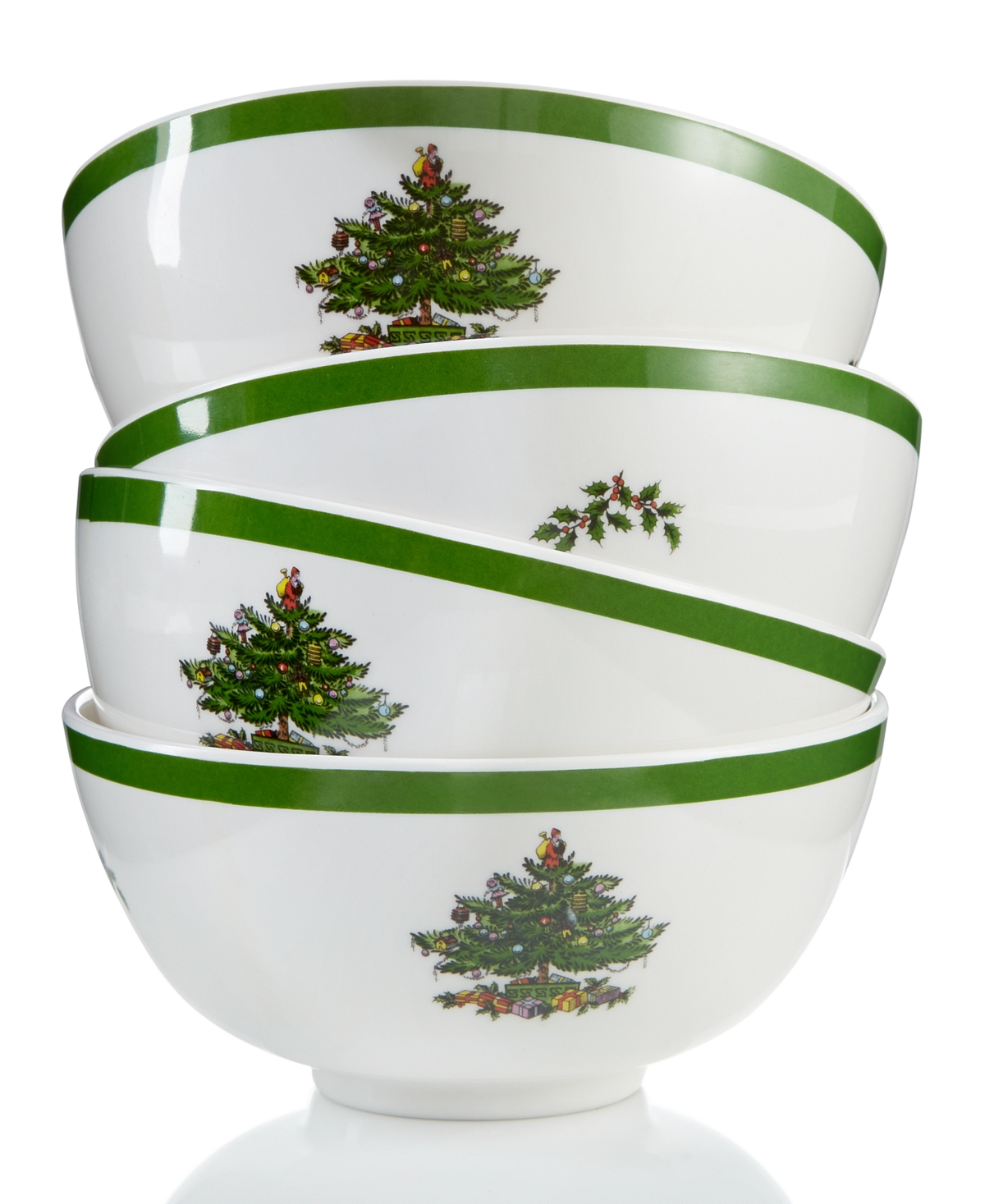 Christmas Tree Melamine Bowl, Set of 4 - Green
