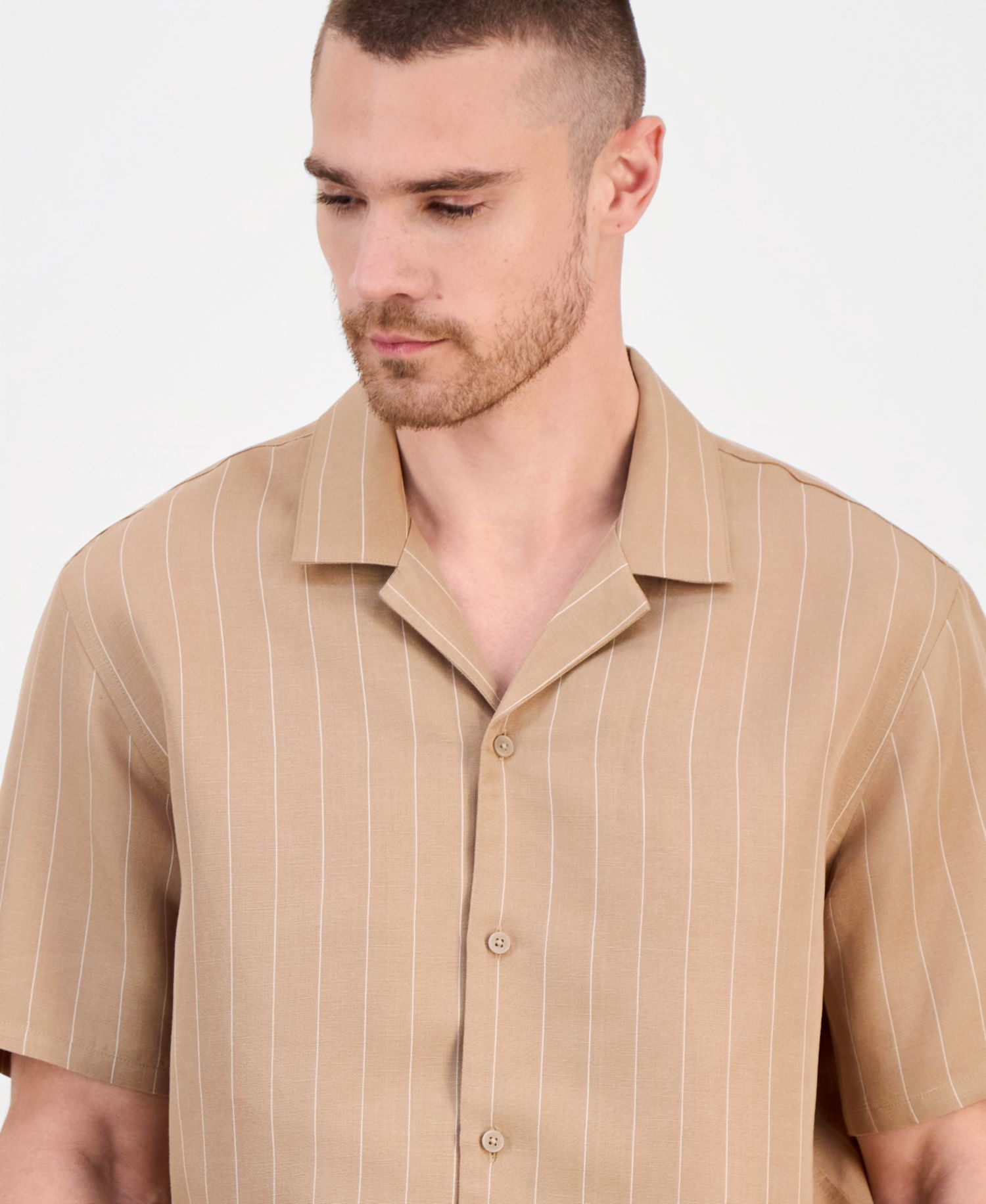 Men's Short-Sleeve Linen-Blend Shirt, Macy's Exclusive