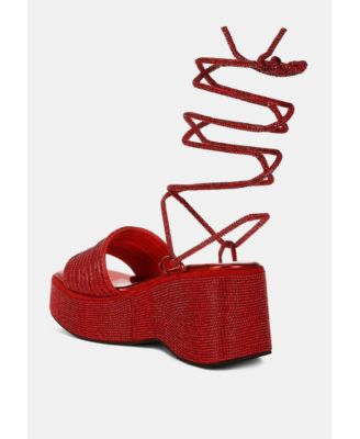 Womens Swifties Rhinestone Embellished Lace-Up Sandals