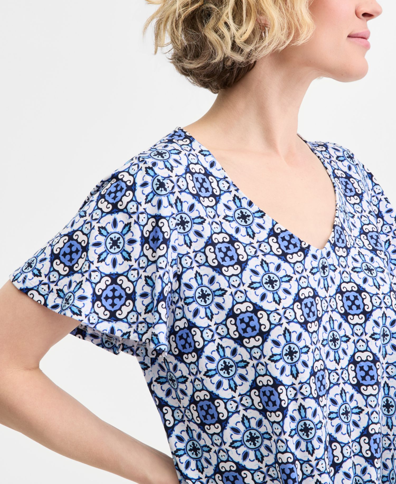 Petite Short-Sleeve Twist Front Top