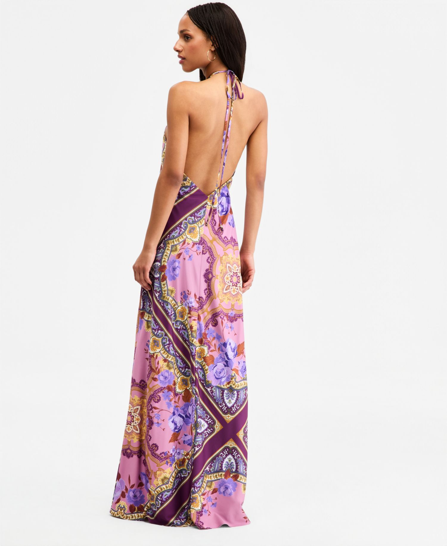 Juniors' Scarf-Print Low-Back Dress