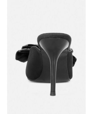 ELISDA Womens Embellished Bow High Heel Mules