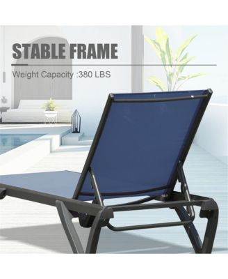 Outdoor Lounge Chair Set, Aluminum Plastic Patio Chaise Lounge with Side Table & 5 Position Adjustable Backrest & Wheels