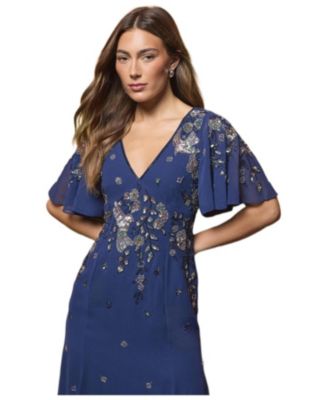 Women's Floral Embellished Midi Dress