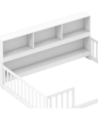 Full Size Kids Floor Bed with Integrated Book Storage