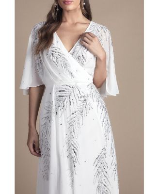 Women's Angel Sleeve Maxi Wedding Dress