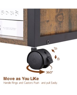 Lateral File Cabinet, Office Filing Cabinets with Socket and USB Charging Port, Rolling Printer Stand  for A4, Letter Size and File Folders