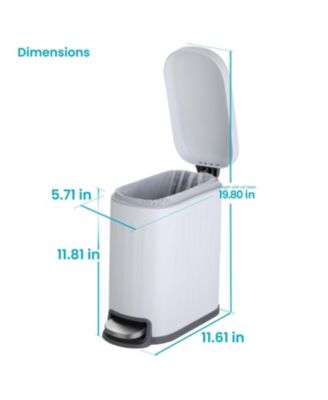 1.3 Gallon Slim Stainless Steel Trash Can with Reeded Pattern, Soft Close Lid and Removable Liner