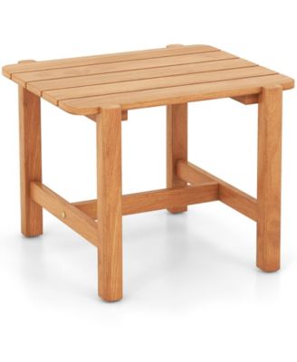 Patio Teak Wood Side Table with Slatted Top for Yard or Garden