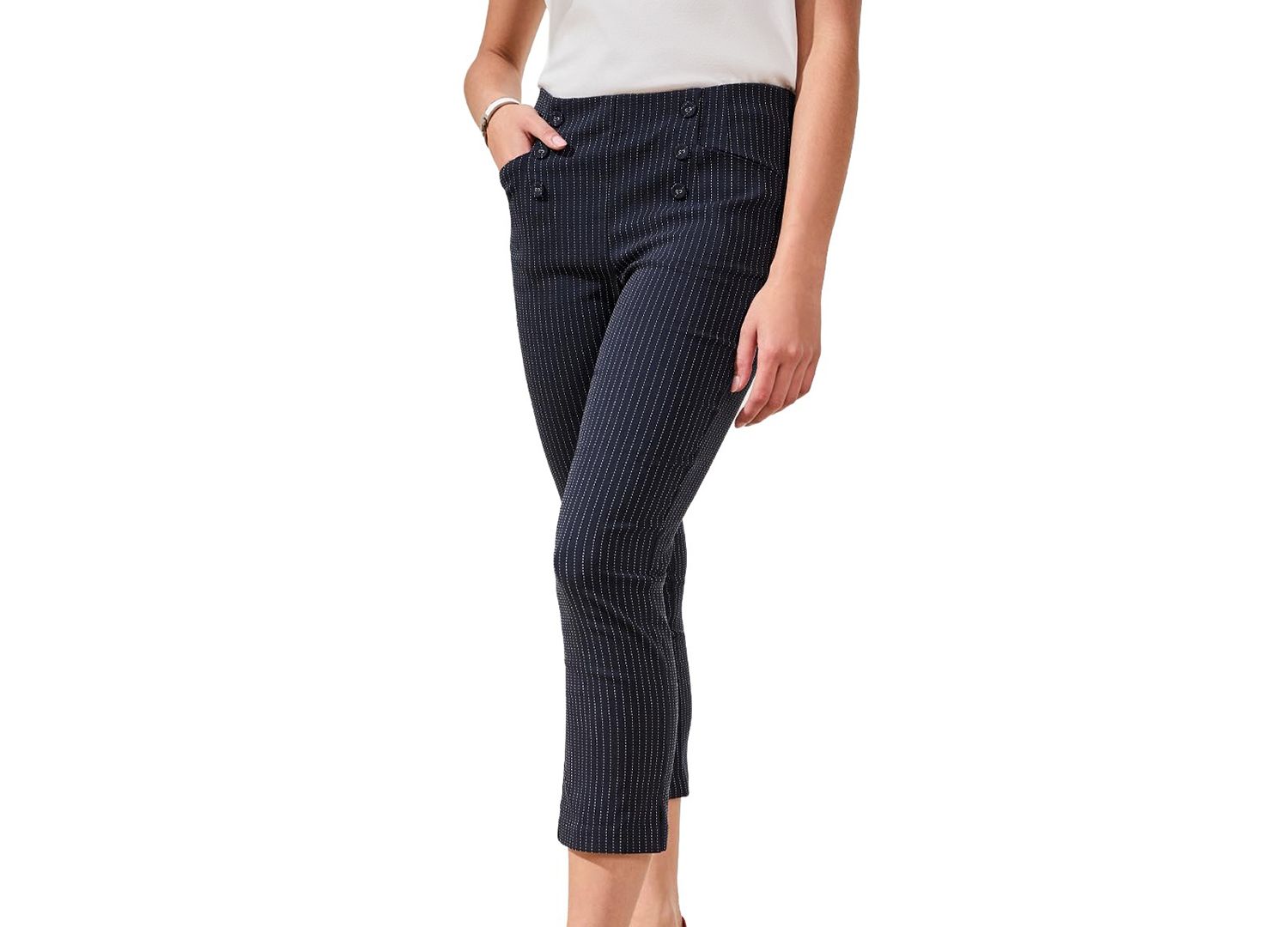 Women's Pinstripe Pull-On Pants