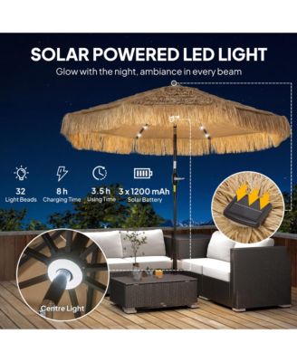 9 ft Tiki Outdoor Patio Umbrella with Solar Light, Tilt