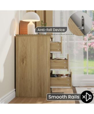 Wooden Dresser with 3 Drawers, Tall Modern Closet with Deep Storage, Large Chest of Drawers with Wide Top, Long Storage Dresser for Bedroom