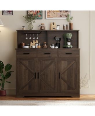 Sideboard Buffet Cabinet Open Rack Door and Drawer Microwave Stand for Kitchen