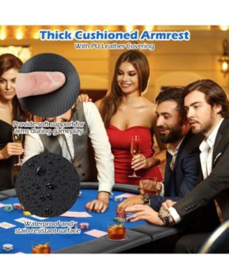 Portable 84 x 42 Inch 10-Player Foldable Padded Poker Table Top-Blue