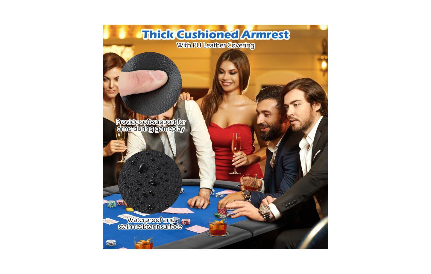 Детские игрушки HONGGE Portable 84 x 42 Inch 10-Player Foldable Padded Poker Table Top-Blue, цвет: Синий — фото 7