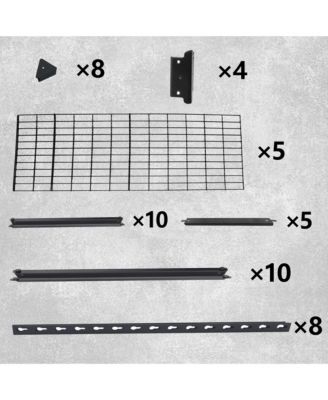 5-Tier Storage Shelves - Heavy-Duty Shelving Unit, Adjustable Steel Shelf for Garage, Warehouse, Basement, 2250 lb Capacity