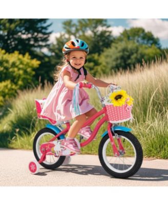 14 Inch Girls Bike with Doll Seat and Training Wheels for 3-5 Years