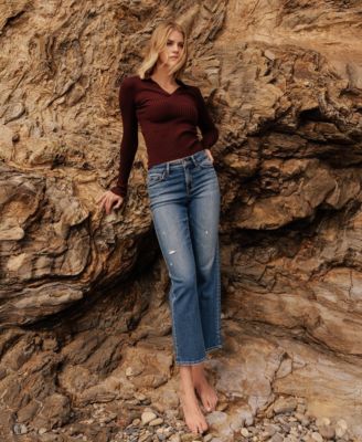 Women's Mid Rise Ankle Straight Jeans