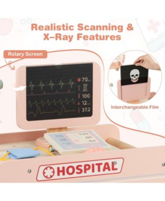 Pretend Play Doctor Kit for Toddlers with Wooden Cart