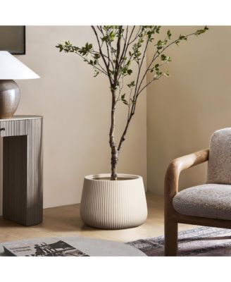 Off Ribbed 15.55-Inch Round Planter