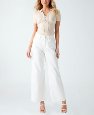 Women's Regina Short-Sleeve Polo Lace-Up Sweater