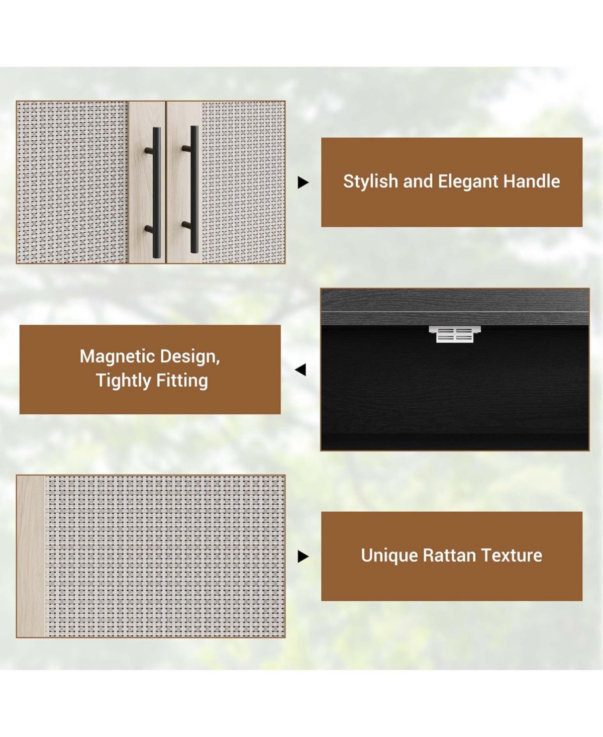 gaomon Rattan Shoe Cabinet, 5-Tier Shoe Storage Cabinet with Doors