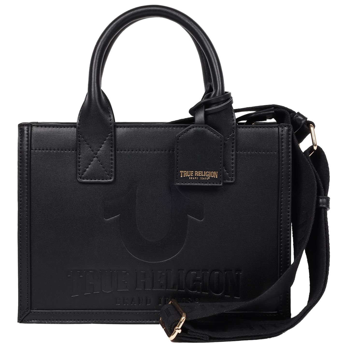 Женская сумка True Religion Debossed Logo Modern Tote with Removable Shoulder Strap, цвет: Чёрный — фото 1