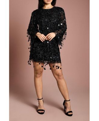 Women's Sequin Tassel Mini Dress