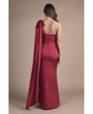 Women's Bow One Shoulder Satin Dress