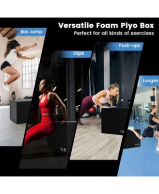 3-in-1 Foam Plyometric Box with 3 Heights and Easy-to-Clean PU Cover-16 Inches