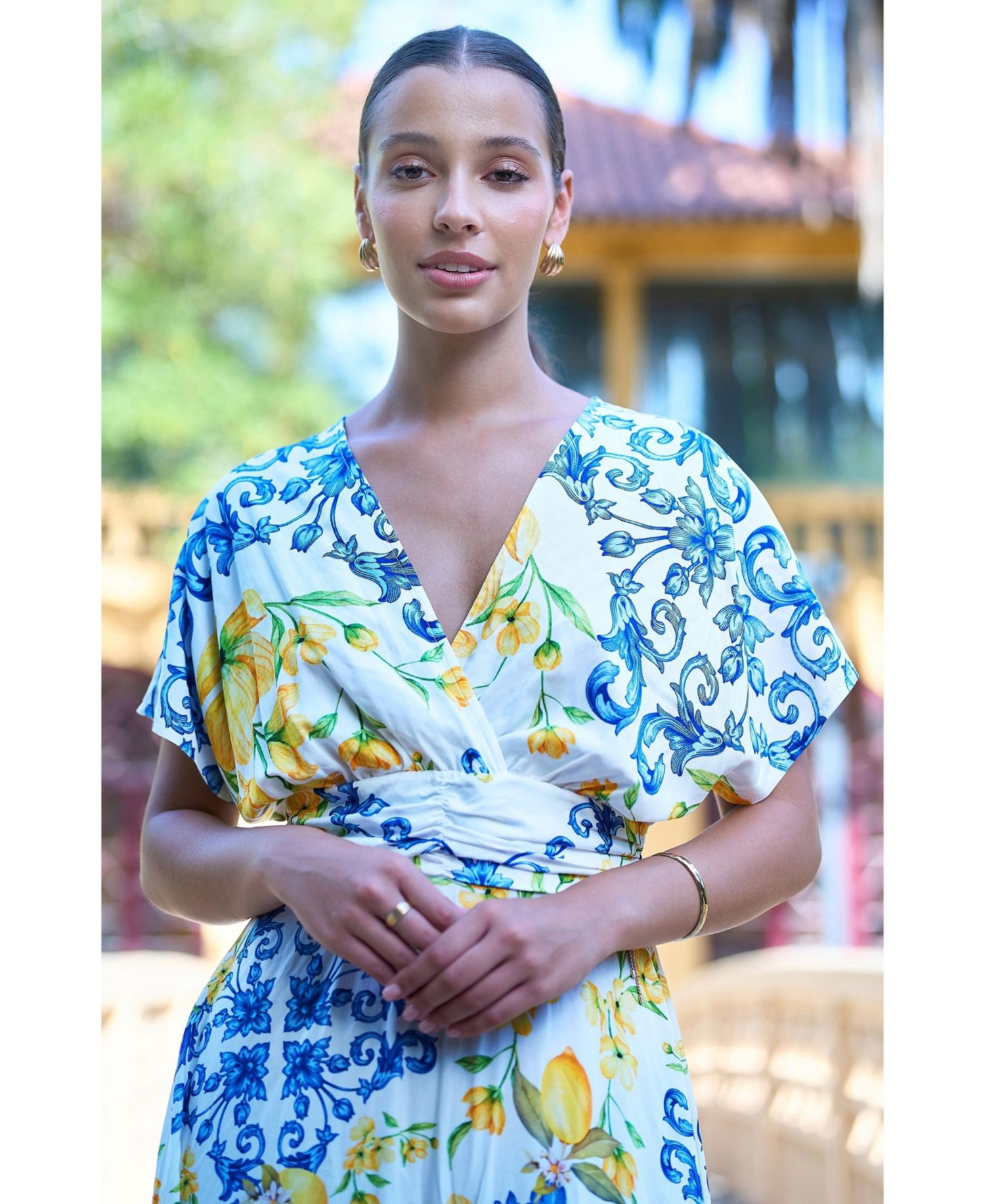 Women's Lemon-Print Midi Dress