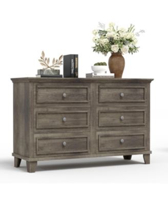 6 Drawer Wide Dresser Modern Wood Storage Organizer
