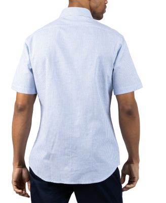 Men's Yarn Dyed Linen Stripe Short Sleeve Shirt