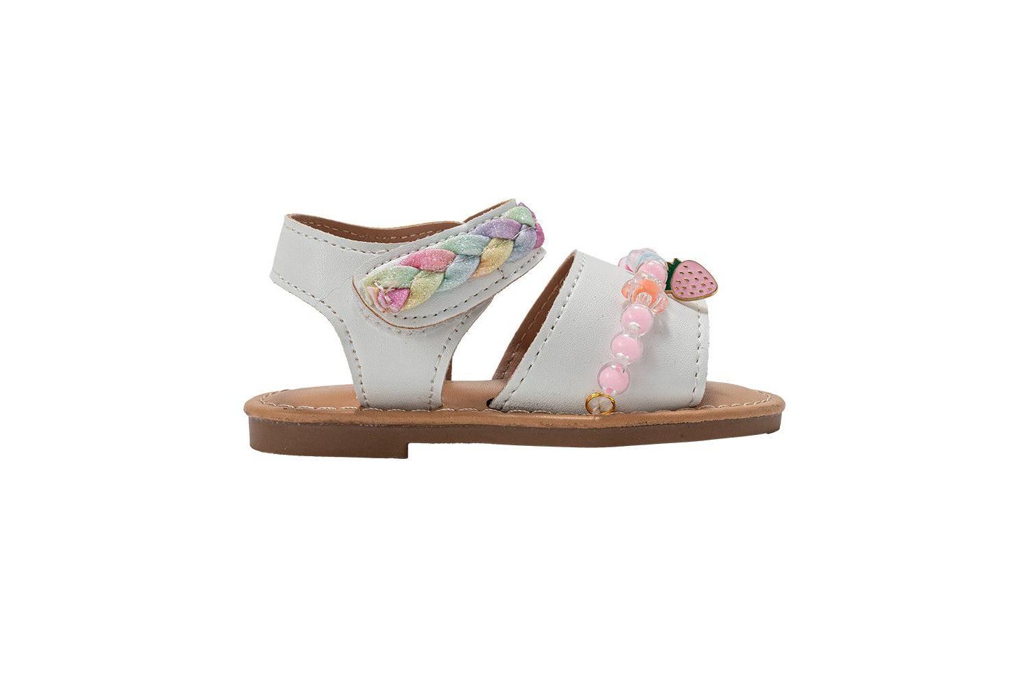 Big Girls Girl's Fashion Sandals - Dressy Shoes with Glitter Braid and Bracelet Accent