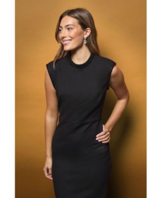 Women's Beaded High Neck Column Maxi Dress