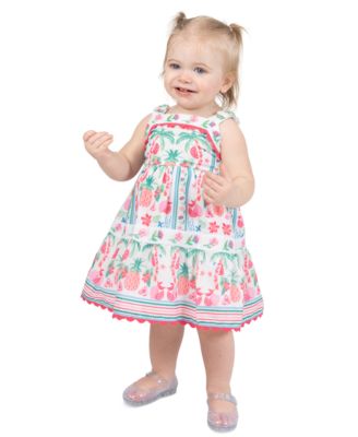 Baby Girls' Sleeveless Floral-Print Dress with Diaper Cover