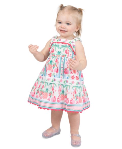 Платье Rare Editions Sleeveless Floral-Print Dress with Diaper Cover для девочек-малышей, цвет: Розовый