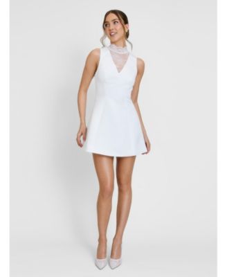 Women's Lace High Neck A-line Mini Dress
