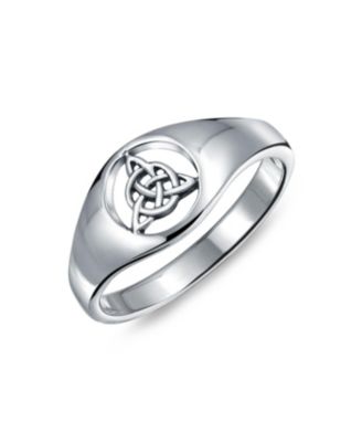 Unisex Viking Celtic Infinity Trinity Knot Triquetra Signet Ring .925 Sterling Silver