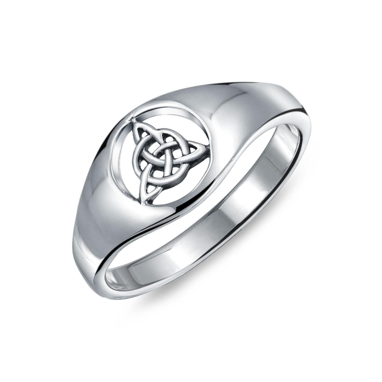 Unisex Viking Celtic Infinity Trinity Knot Triquetra Signet Ring .925 Sterling Silver