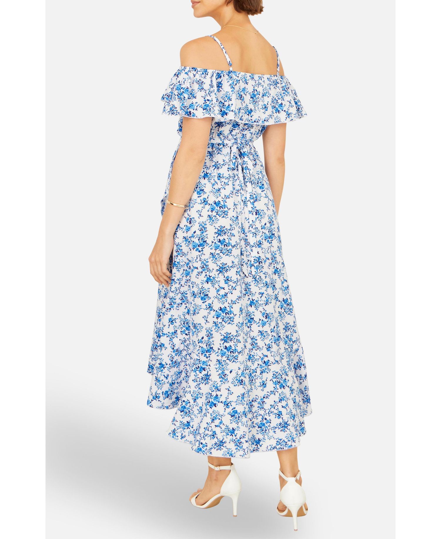 Women's Floral Print Bardot Midi Dress