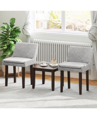 Modern Dining Chair Set of 2 w/ Mid Back and Cushioned Seat Solid Wood Legs