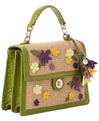 Leather Small Hallie Floral Satchel Bag